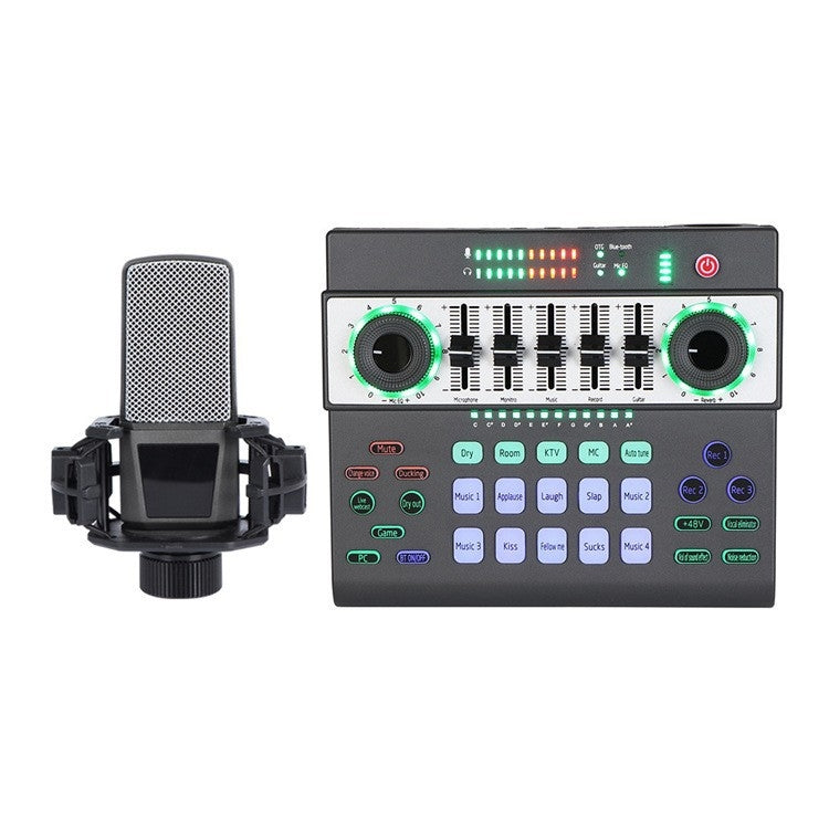 SK-200 Condenser Microphone Live Recording Equipment,Specification: Sound Card + Microphone Set
