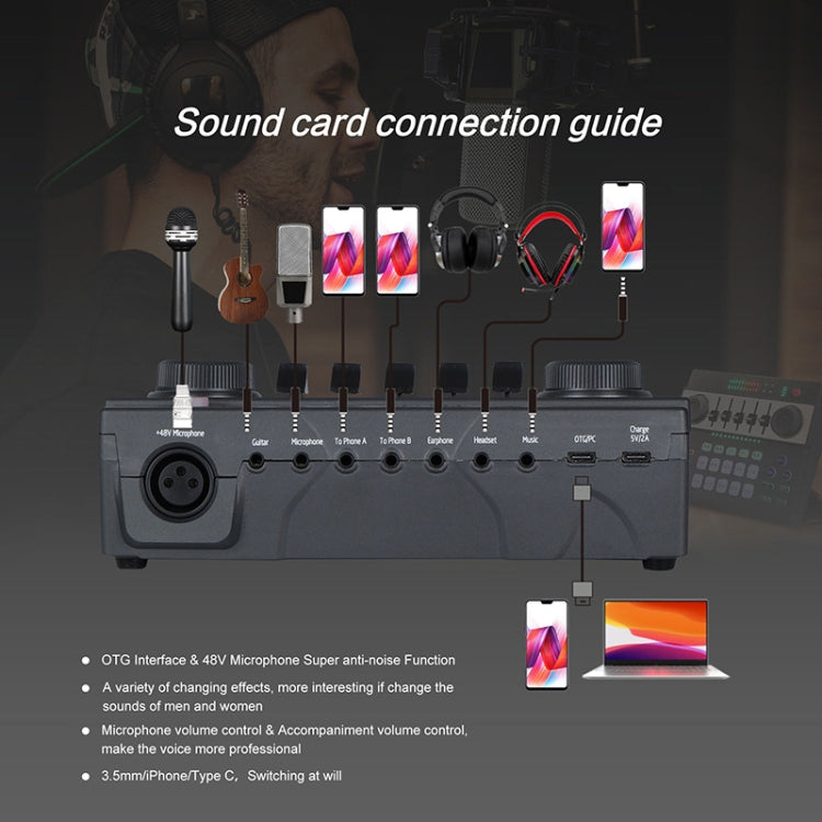SK-200 Condenser Microphone Live Recording Equipment,Specification: Sound Card + Microphone Set