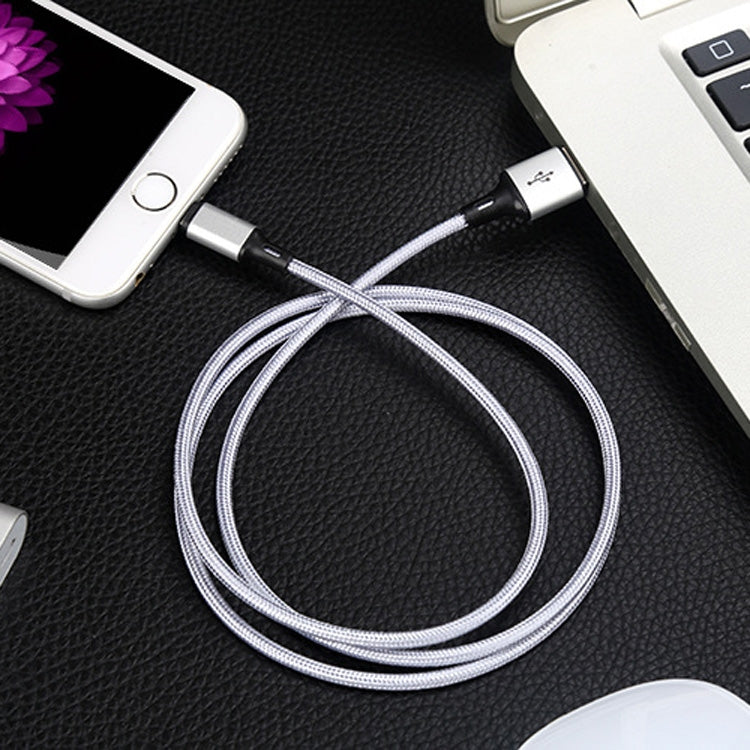 4 PCS 2.4A USB-C / Type-C to USB Braided Fast Charging Sync Data Cable, Length: 1m (Silver)