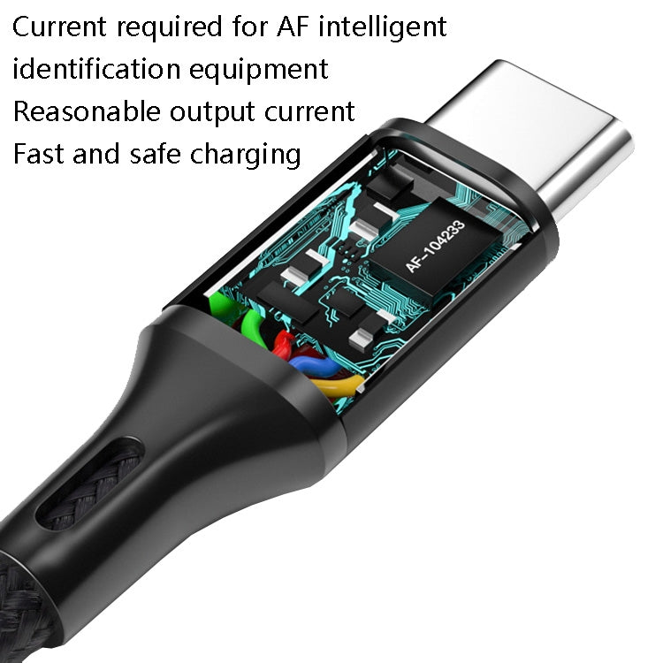 4 PCS 2.4A USB-C / Type-C to USB Braided Fast Charging Sync Data Cable, Length: 2m (Black)