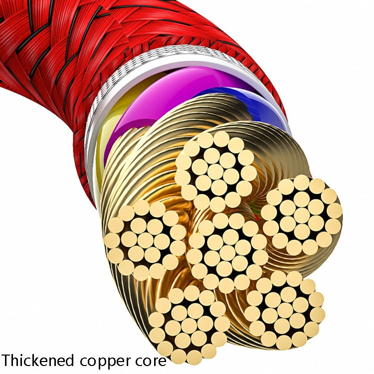 1.25m 3 In 1 USB to Dual Type-C + Micro USB Quick Charging Sync Data Cable, Output: 3A (Red)