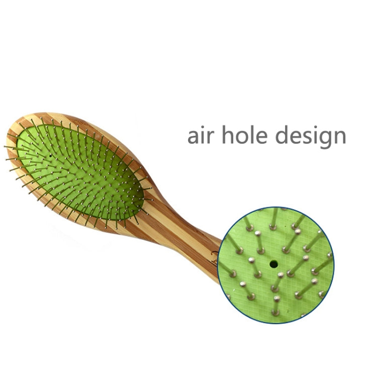 90404.07 Stainless Steel Needle Airbag Bamboo Wood Pet Comb Brush