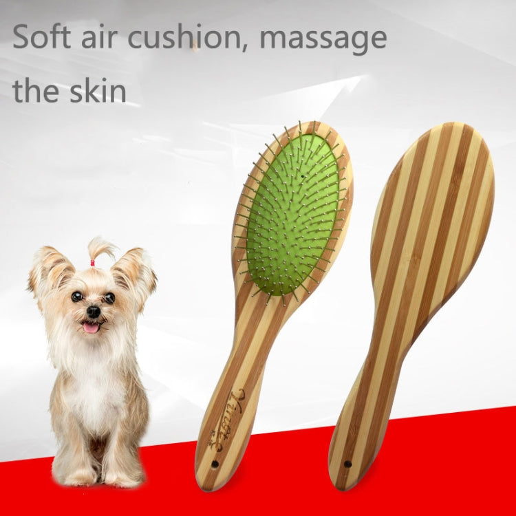 90404.07 Stainless Steel Needle Airbag Bamboo Wood Pet Comb Brush