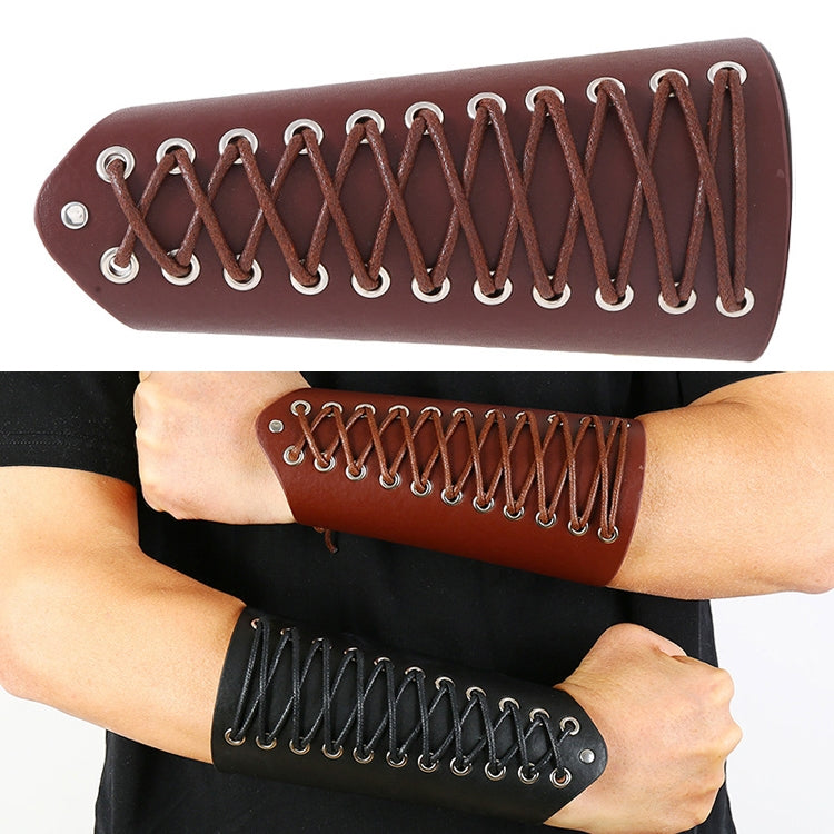 P01901 Simple Wax Wire Woven Leather Wristband Locomotive Riding Arm Guard