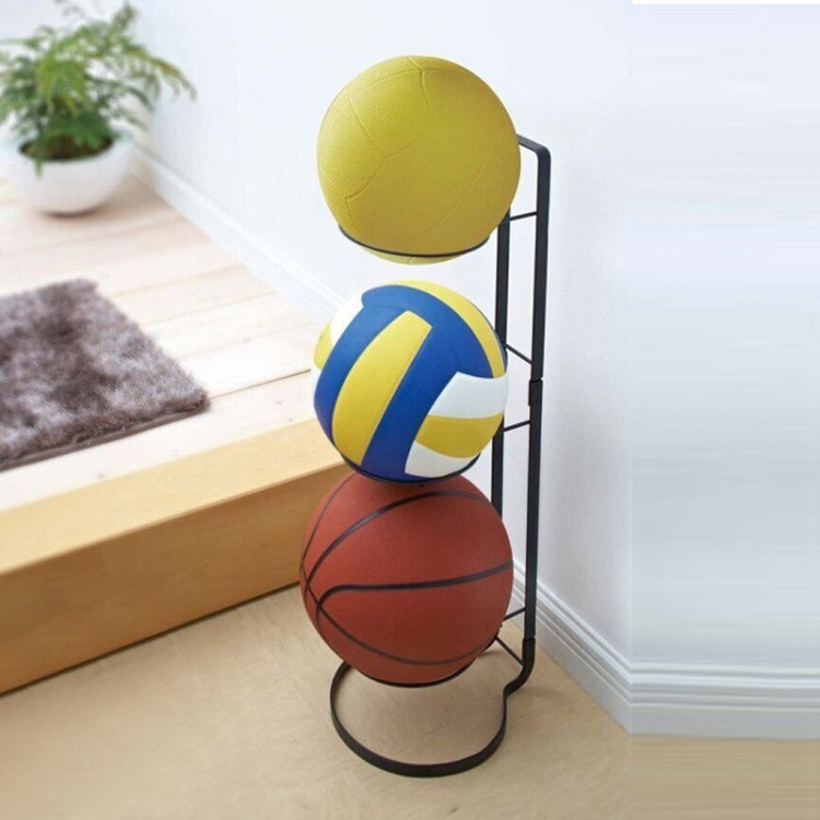 Ball Storage Rack Basketball Football Display Rack Wrought Iron Multi-Layer Rack, Specification: 20.6 x 25.2 x 65.6cm(Black)
