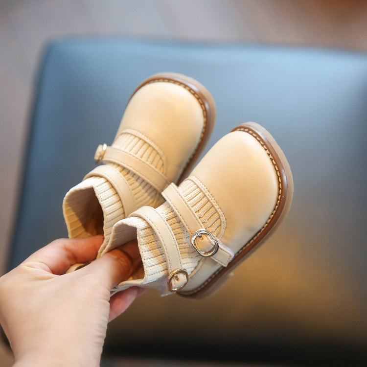 Baby Soft Sole Leather Shoes Children Knitted Stitching Short Boots, Size: 17