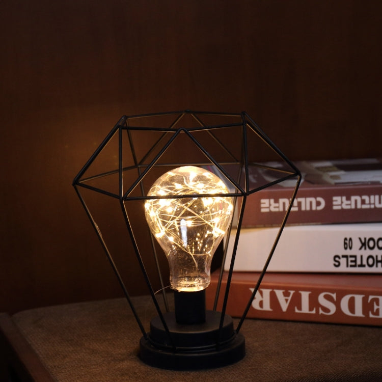 Retro Decoration Lantern Wrought Iron Hollow Night Light(Diamond)