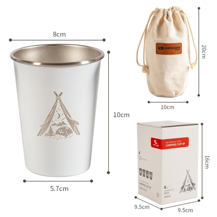 4 PCS / Set Outdoor Picnic Stainless Steel Cup With Storage Bag (Dark Blue)