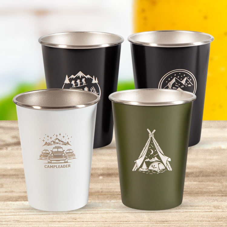 4 PCS / Set Outdoor Picnic Stainless Steel Cup With Storage Bag+Silicone Holder (Black)
