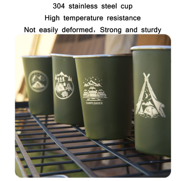 4 PCS / Set Outdoor Picnic Stainless Steel Cup With Storage Bag+Silicone Holder (Black)