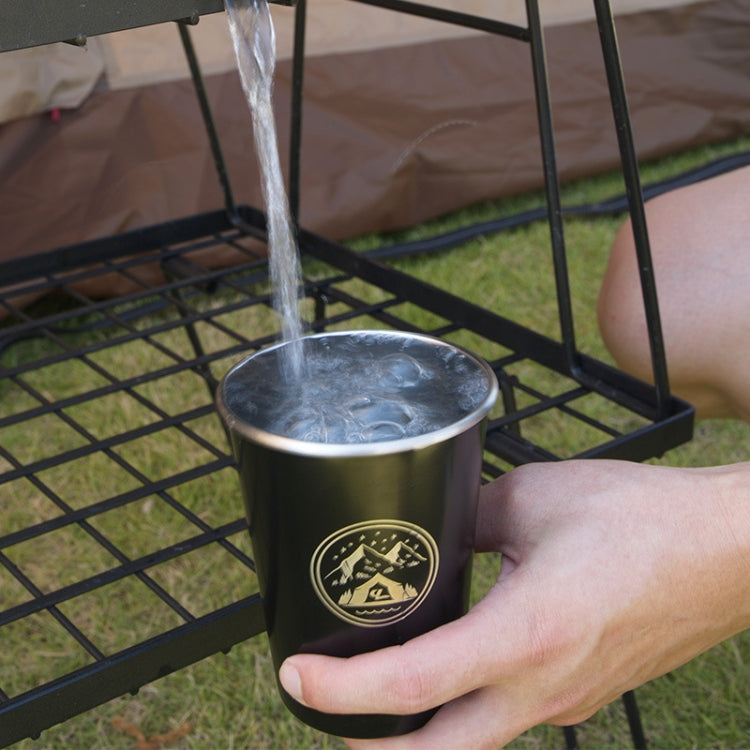 4 PCS / Set Outdoor Picnic Stainless Steel Cup With Storage Bag+Silicone Holder (Black)