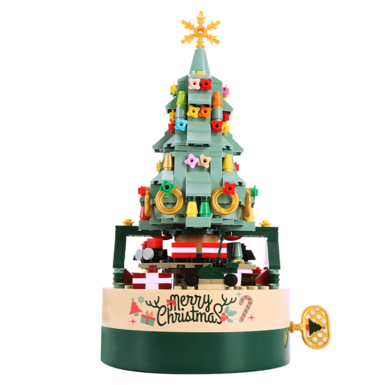 JK1302 Christmas Tree Building Blocks Rotating Music Box Assembled Toy Ornaments without Lights