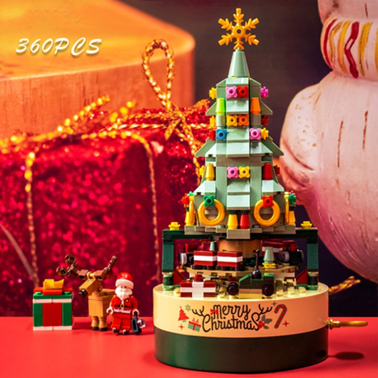 JK1302 Christmas Tree Building Blocks Rotating Music Box Assembled Toy Ornaments without Lights