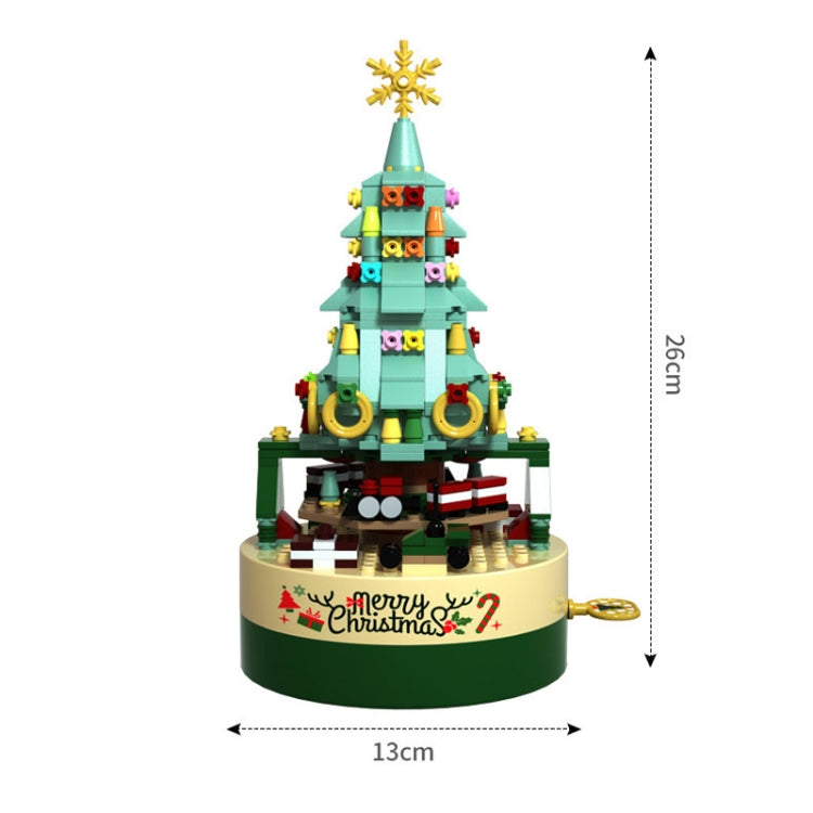 JK1302 Christmas Tree Building Blocks Rotating Music Box Assembled Toy Ornaments without Lights
