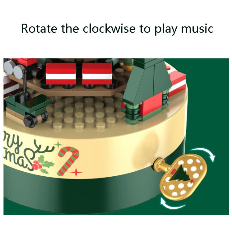JK1302 Christmas Tree Building Blocks Rotating Music Box Assembled Toy Ornaments without Lights