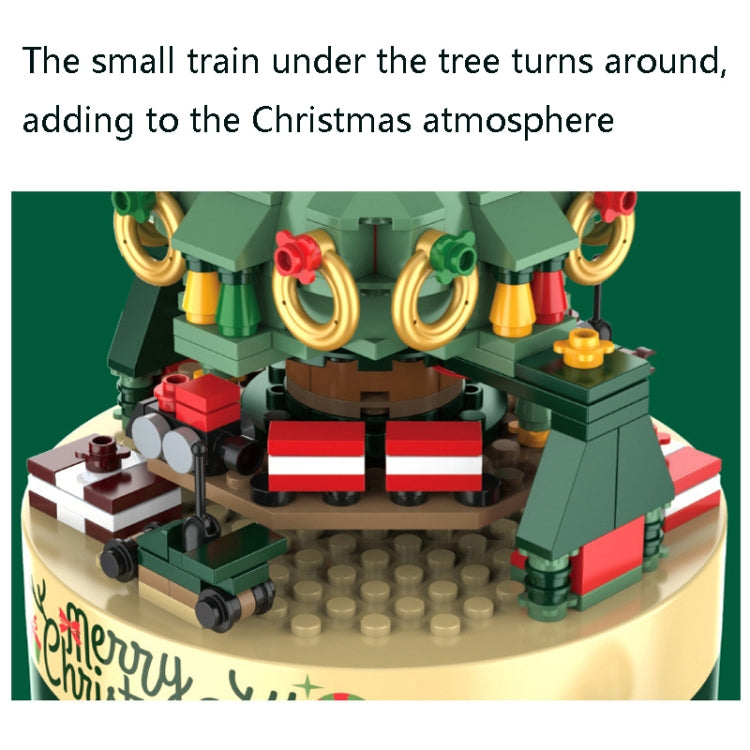 JK1302 Christmas Tree Building Blocks Rotating Music Box Assembled Toy Ornaments with Lights