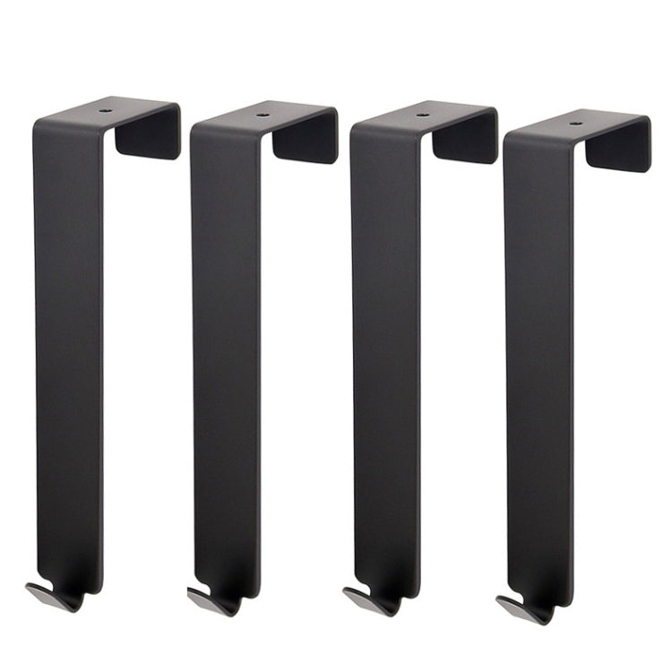 4 PCS  Stainless Steel Door Hook Cabinet Bedroom Door Hook, Style: Long Black