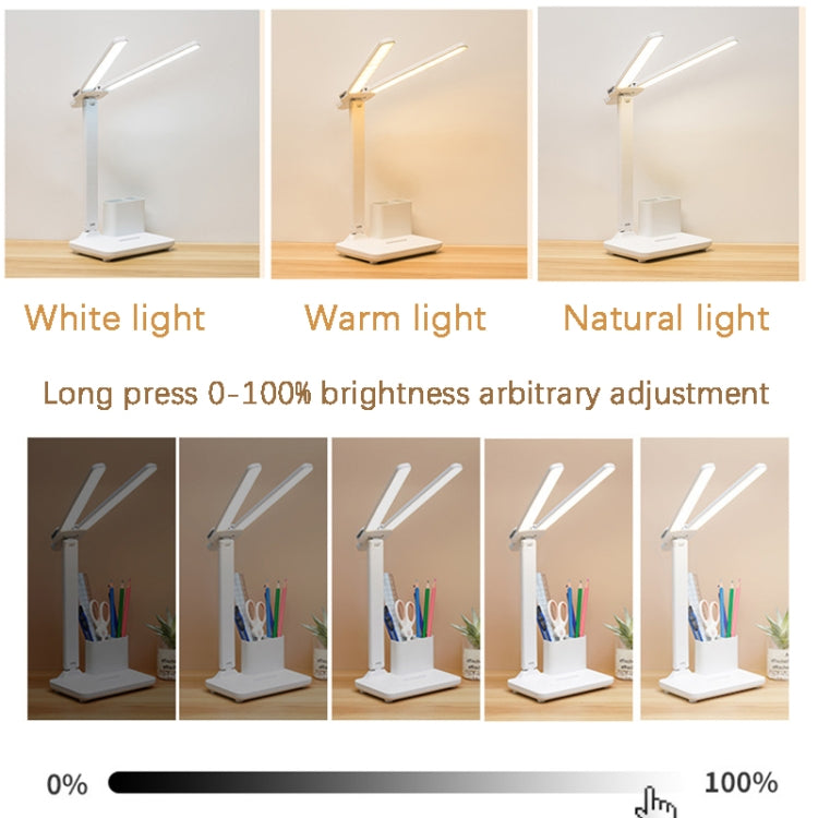 Double Head Lighting LED Charging Desk Lamp,Style: Rechargeable 3600mAh+Cable