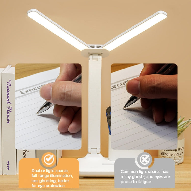 Double Head Lighting LED Charging Desk Lamp,Style: Rechargeable 3600mAh+Cable