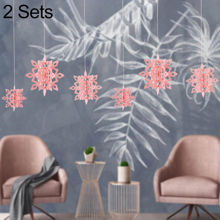 2 Sets Winter Christmas 3D Snowflake Decorations Window Shopping Malls Shop Layout Supplies Hanging Ornaments Hanging Pendant