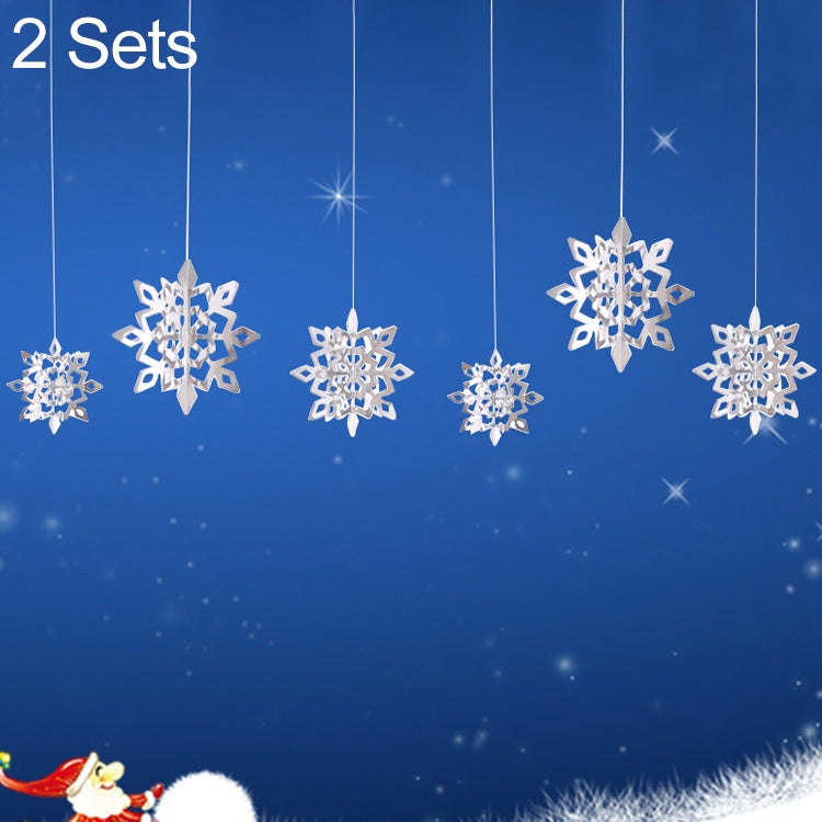 2 Sets Winter Christmas 3D Snowflake Decorations Window Shopping Malls Shop Layout Supplies Hanging Ornaments Hanging Pendant