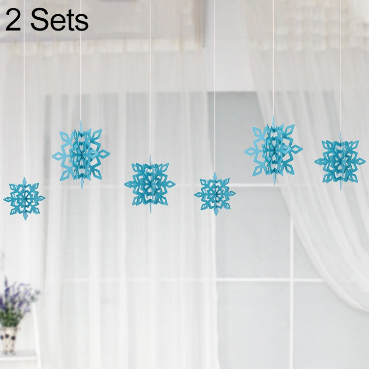 2 Sets Winter Christmas 3D Snowflake Decorations Window Shopping Malls Shop Layout Supplies Hanging Ornaments Hanging Pendant