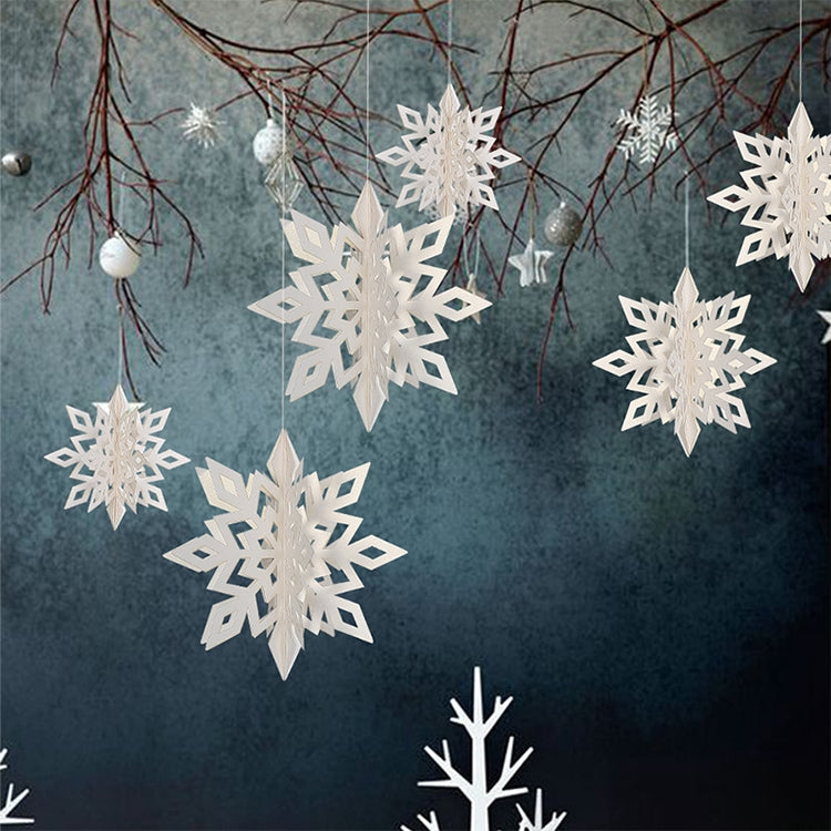 2 Sets Winter Christmas 3D Snowflake Decorations Window Shopping Malls Shop Layout Supplies Hanging Ornaments Hanging Pendant