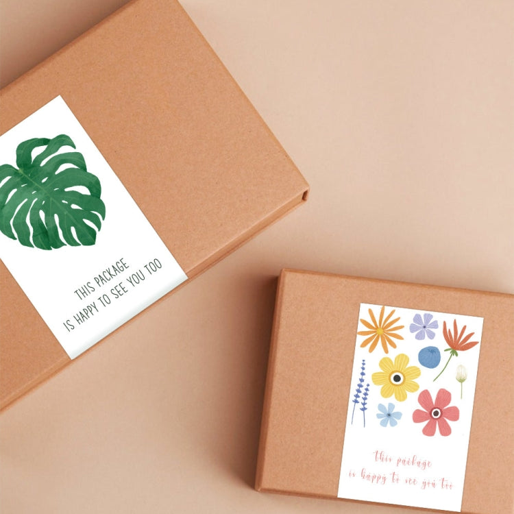 4 Packs 50 Sheets/Pack  Green Leaf Rectangular Stickers Gift Box Sealing Stickers