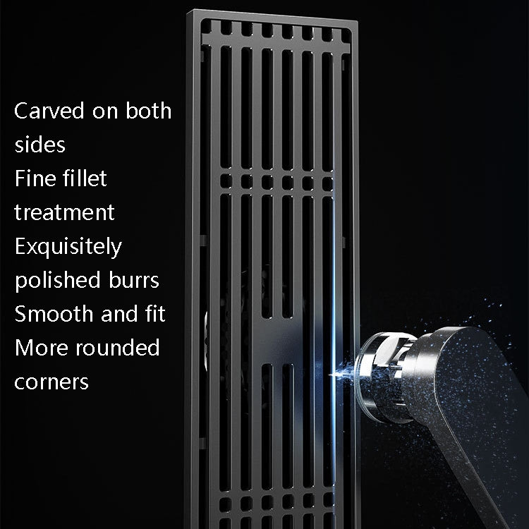 8x30cm Large Displacement Deodorant Straight Rectangular All Copper Floor Drain(Black)