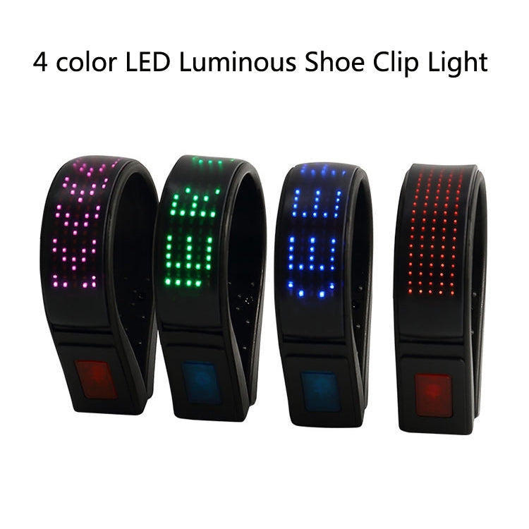 LED Display Luminous Shoe Clip Night Running Warning Light(Black)