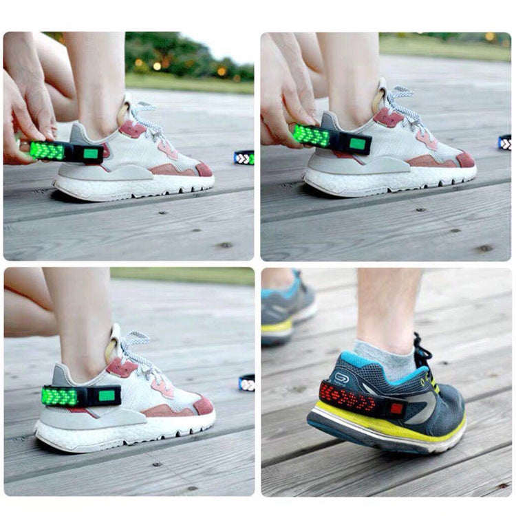 LED Display Luminous Shoe Clip Night Running Warning Light(Black)