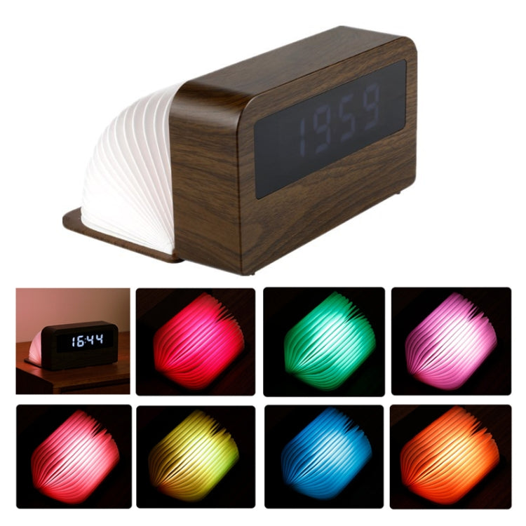 Y1 Wood-Grain Clock Desktop Folding Book-like LED Light