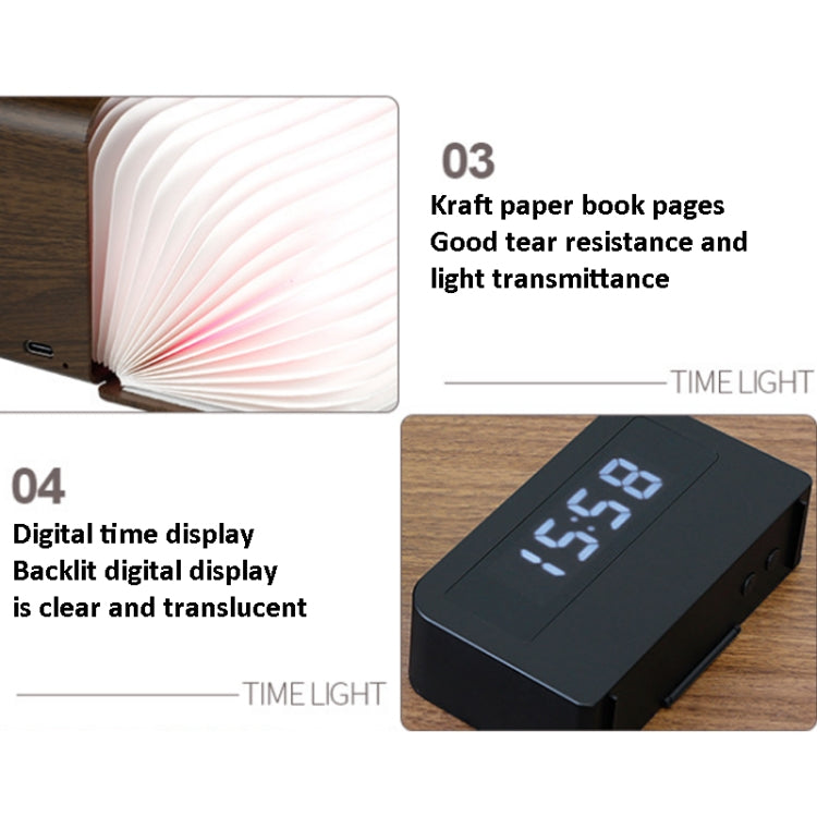 Y1 Wood-Grain Clock Desktop Folding Book-like LED Light