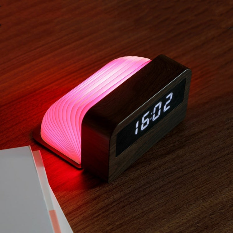 Y1 Wood-Grain Clock Desktop Folding Book-like LED Light