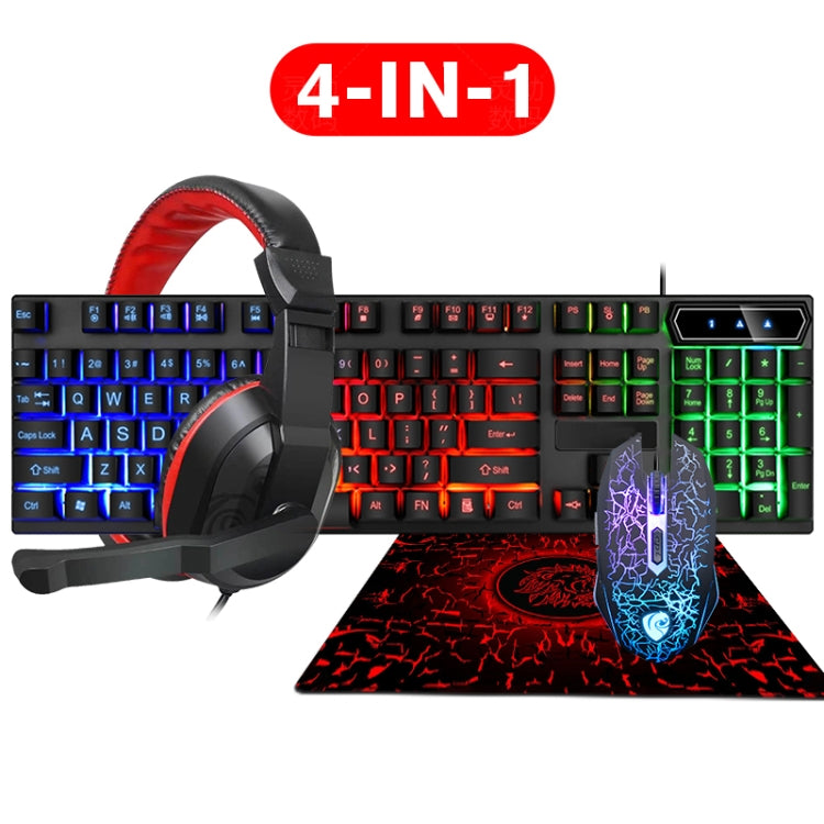 LD-126 4 in 1 Luminous Keyboard + Mouse + Earphone + Mouse Pad Set