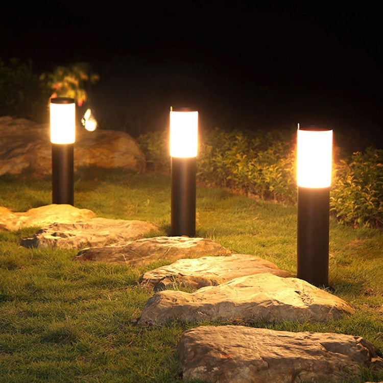 DSA-001 Solar Garden Column Outdoor Lawn Light, Style: Silver-Warm Light