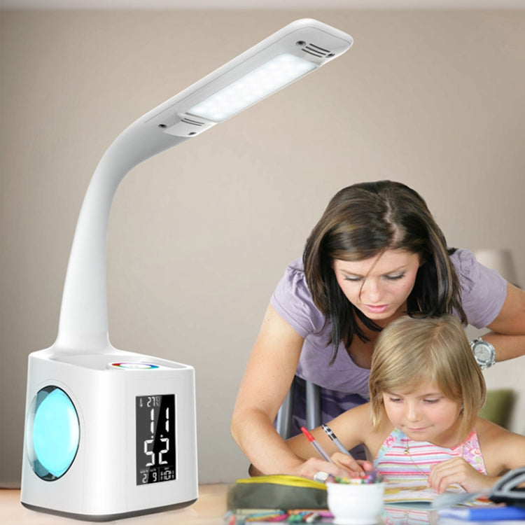 T188-2 Colorful Atmosphere USB Eye Protection Desk Lamp with Pen Holder(White)