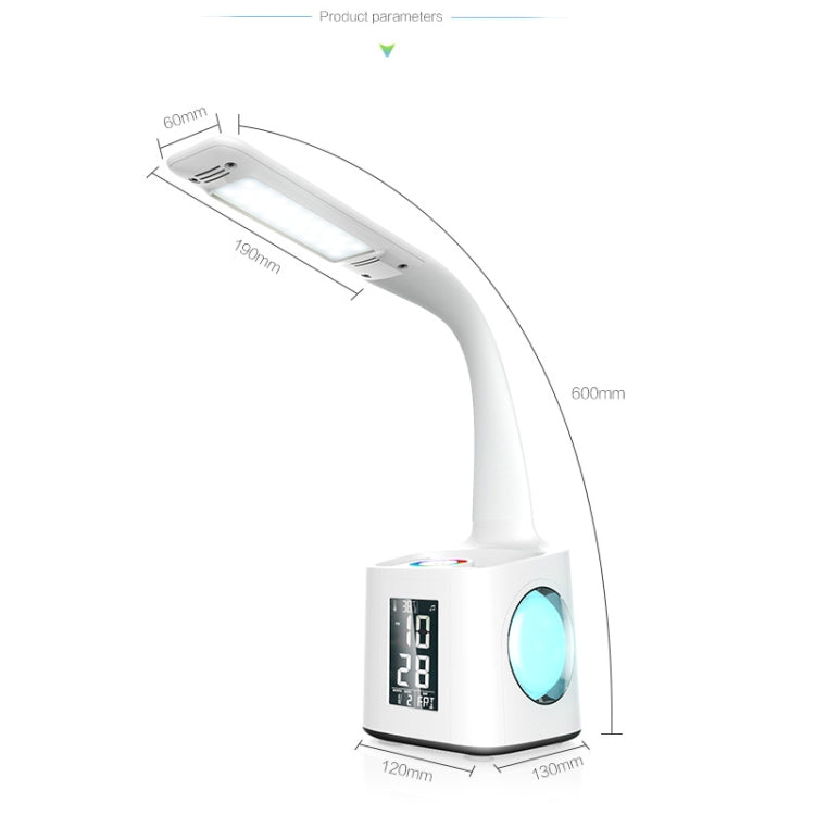 T188-2 Colorful Atmosphere USB Eye Protection Desk Lamp with Pen Holder(White)