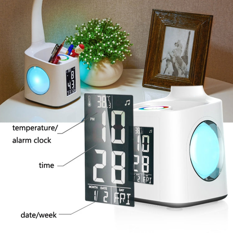 T188-2 Colorful Atmosphere USB Eye Protection Desk Lamp with Pen Holder(White)