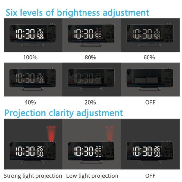 TS-9210 Time + Projection + Radio + Temperature And Humidity LED Clock