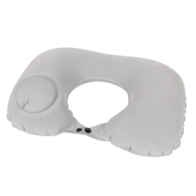 Travel Inflatable Press U-Shaped Neck Guard Pillow, Colour: Flocked U009-03ï¼ˆLight Grayï¼‰