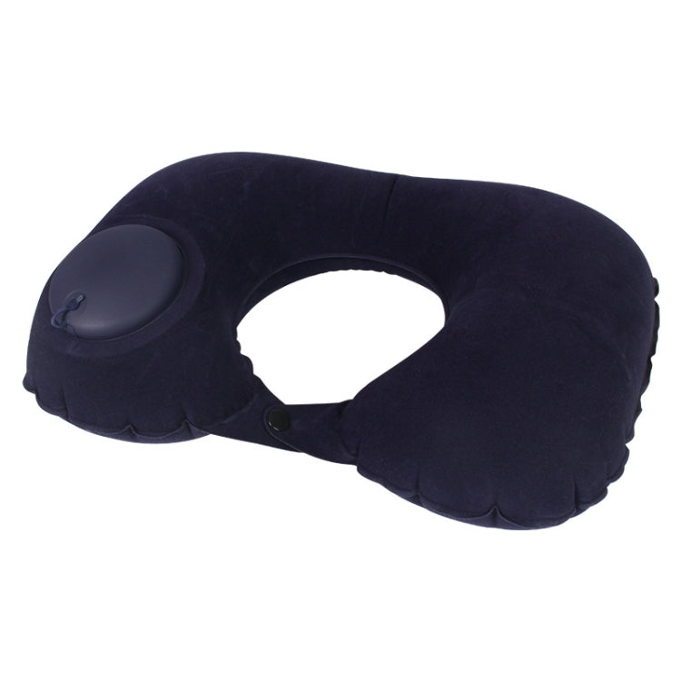 Travel Inflatable Press U-Shaped Neck Guard Pillow, Colour: Flocked U009-05ï¼ˆDark Blueï¼‰