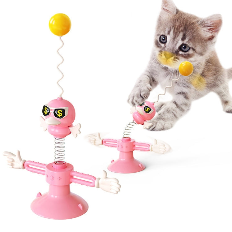 THN-06 Suction Cup Windmill Turntable Funny Cat Rod Spring Cat Toys