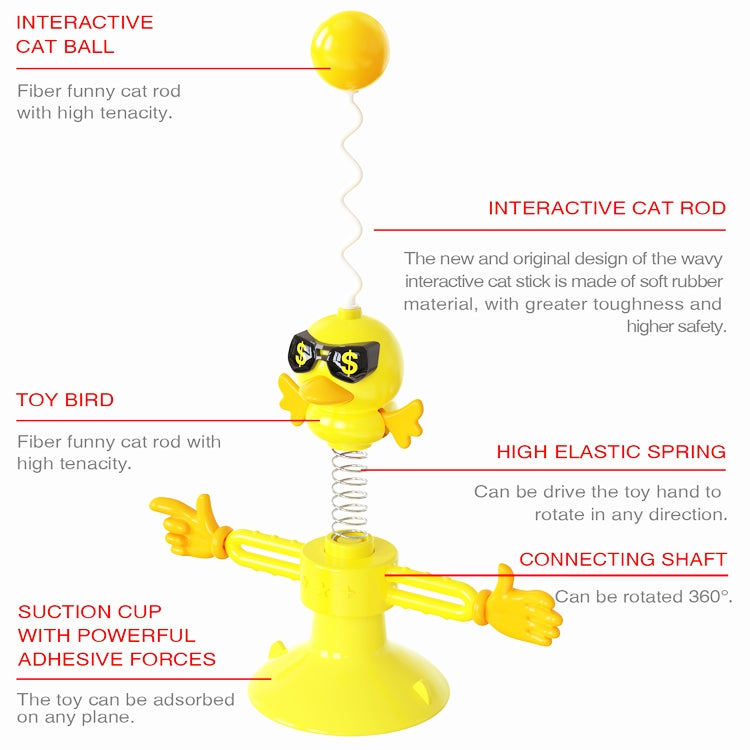 THN-06 Suction Cup Windmill Turntable Funny Cat Rod Spring Cat Toys