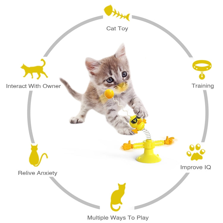 THN-06 Suction Cup Windmill Turntable Funny Cat Rod Spring Cat Toys
