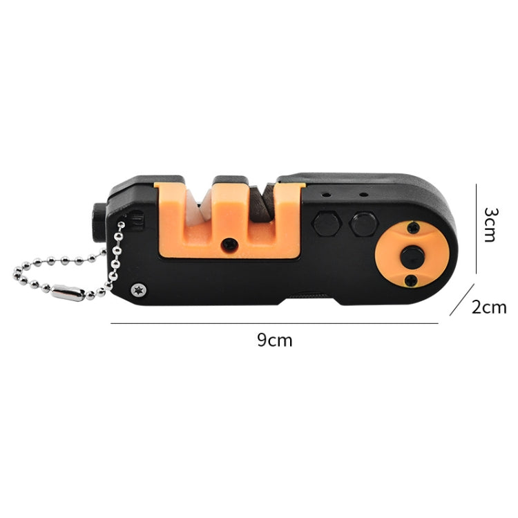 Outdoor Portable Multi-Function Survival Tool Knife Sharpener With Lighting(Black Orange)