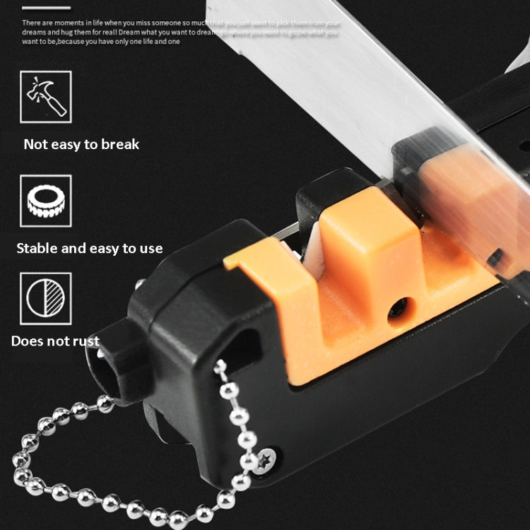 Outdoor Portable Multi-Function Survival Tool Knife Sharpener With Lighting(Black Orange)