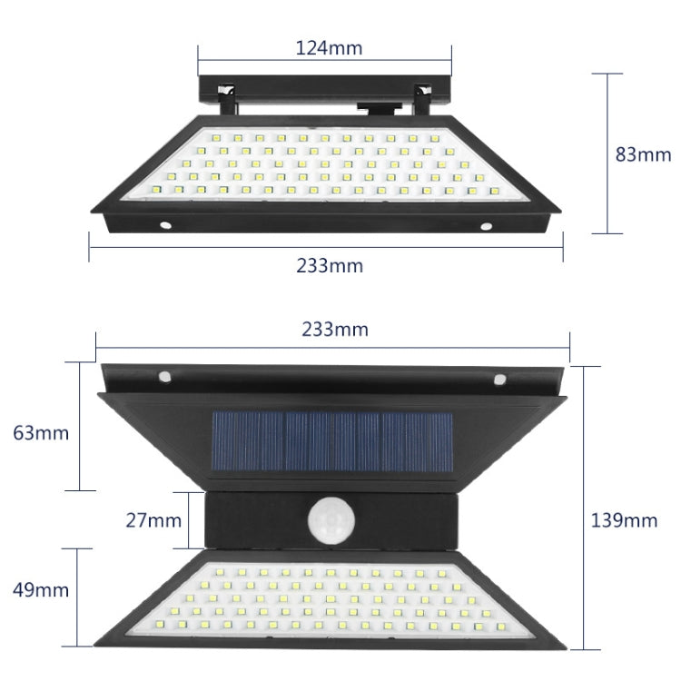 67 LED Solar Smart Induction Foldable Garden Wall Light(Black)