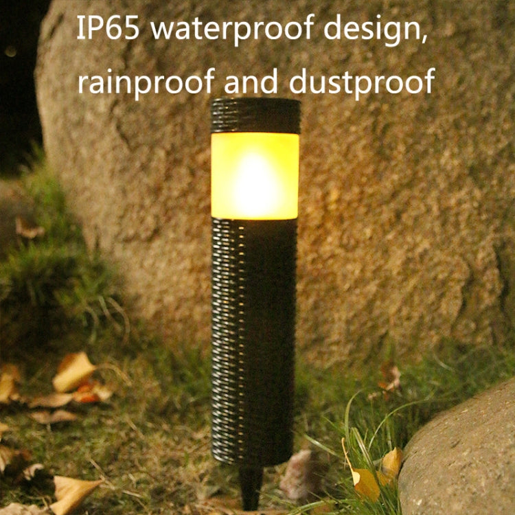 Solar LED Outdoor Waterproof Cylinder Lawn Light, Style: Simulation Flame