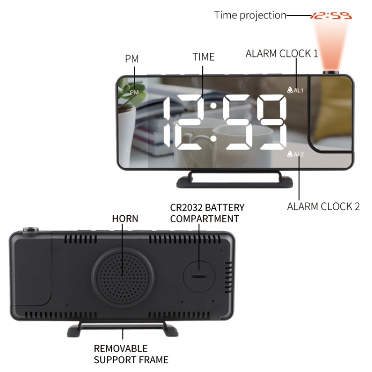 LED Digital Alarm Clock Rechargeable Projection Clock